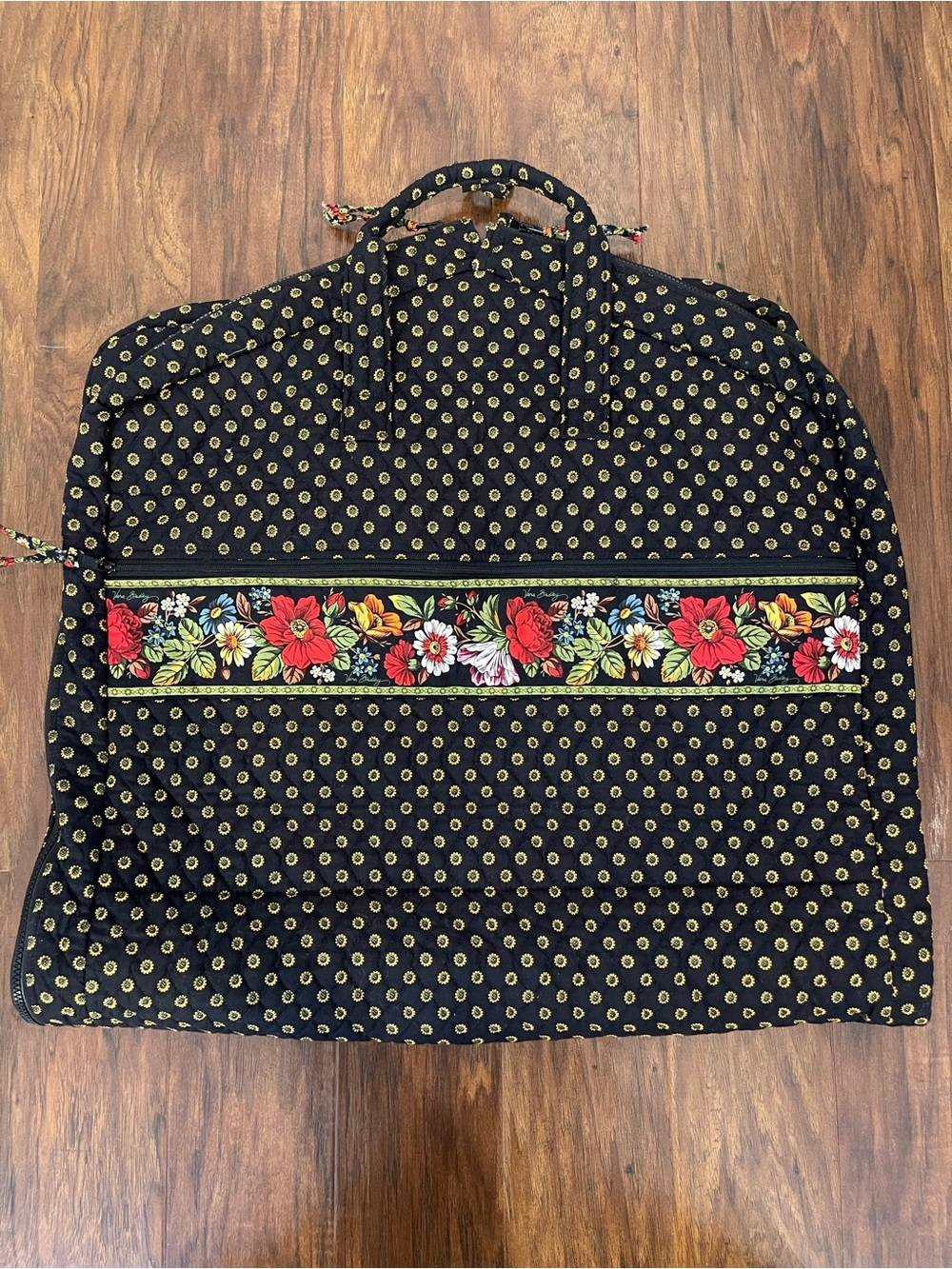 Vera Bradley Sunflower Floral Travel Garment Bag – Black Quilted, Daisy Trim